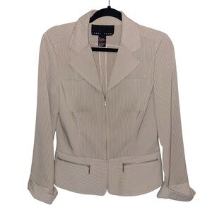 Yansi Fugel Blazer Jacket Womens Small Zip Stretch Career Business Corpcore Tan